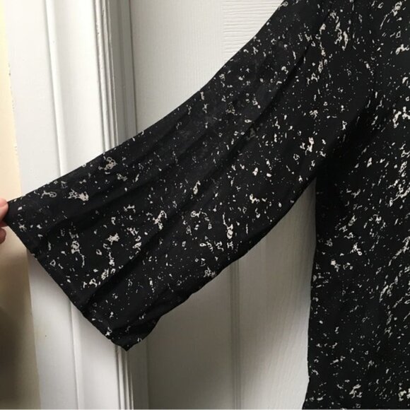 SECOND Female Black White Semi-sheer Blouse Sz L - Picture 6 of 10